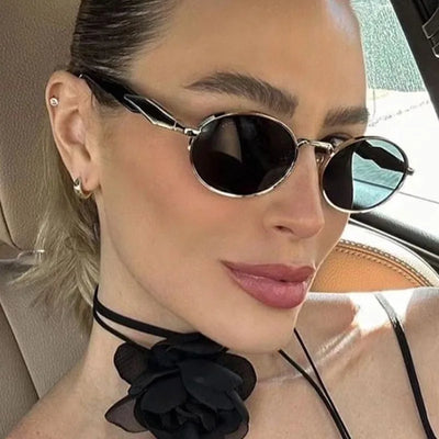 Retro Oval Metal Sunglasses