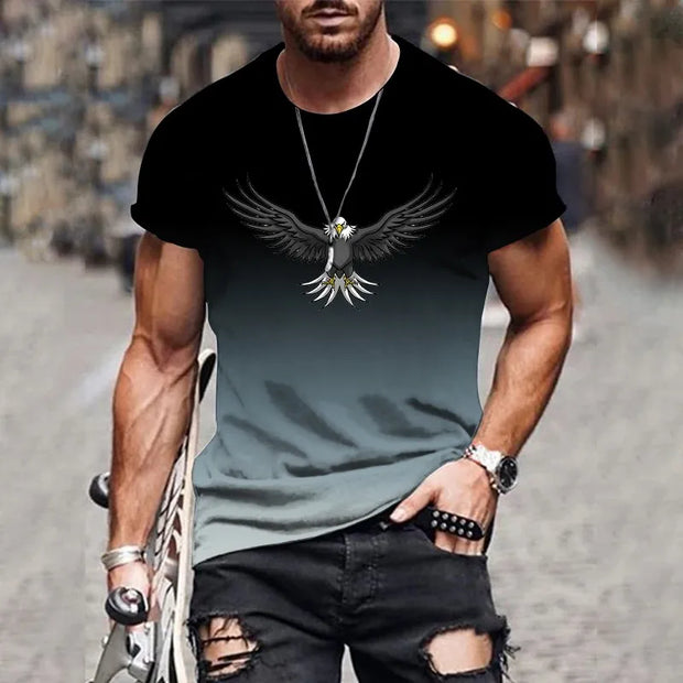 gradient eagle 3D printed T-shirt