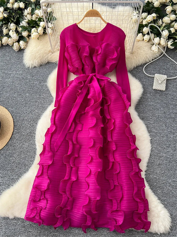 SINGREINY Luxury Ruffled Maxi Dress