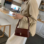 Women's Luxury Crossbody Shoulder Bag – Solid Color, Saddle Shape, PU Leather Purse
