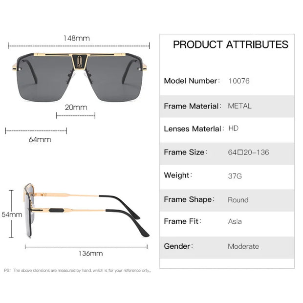 Oversized Rimless Sunglasses