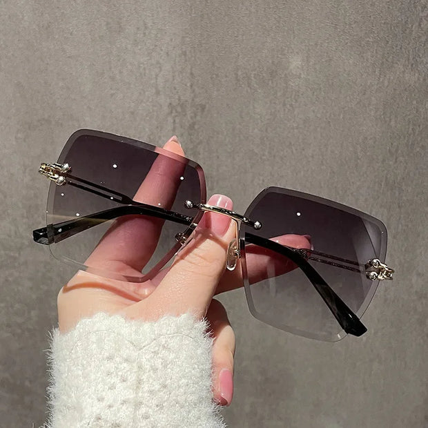 Fashion Oversized Rimless Sunglasses