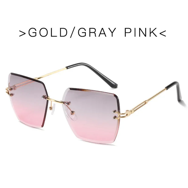 Fashion Oversized Rimless Sunglasses