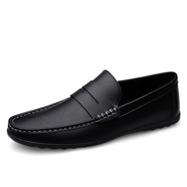 Leather men's shoes 2024 summer new driving flat casual style men's shoes trendy fashion outdoor lazy loafers men's shoes