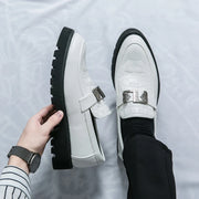 Men’s Business & Party Loafers – Slip-On Formal Shoes with Thick Sole and Metal Buckle