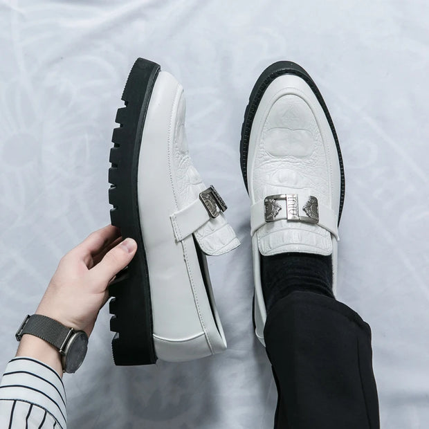 Men’s Business & Party Loafers – Slip-On Formal Shoes with Thick Sole and Metal Buckle