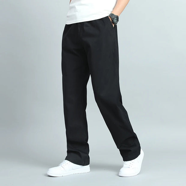 Big Size Men’s Cotton Trousers – Loose Fit Jogger Pants with Pockets