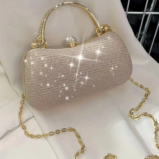 Luxury Glitter Mini Evening Bag – Women’s Rhinestone Chain Clutch for Party, Wedding & Prom