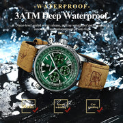 POEDAGAR Luxury Men’s Chronograph Watch – Waterproof Quartz Military Leather Wristwatch