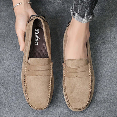 Men’s Faux Suede Slip-On Loafers – Breathable Driving & Walking Shoes
