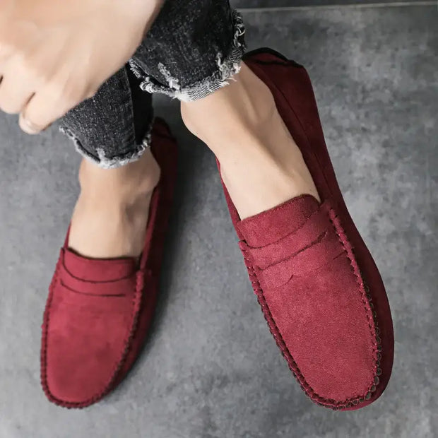 Men’s Faux Suede Slip-On Loafers – Breathable Driving & Walking Shoes