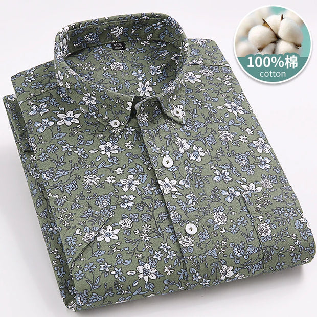 Men’s Classic Oxford Cotton Shirt – Short Sleeve Slim Fit Casual Plaid & Solid
