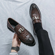 Men’s Business & Party Loafers – Slip-On Formal Shoes with Thick Sole and Metal Buckle
