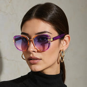 New In 2025 Sunglasses for Women Modern Fashion Purple Orange Gradient Decorative Glasses Transparent Plastic Frame Metal