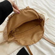 Summer Straw Shoulder Tote – Women’s Woven Beach Bag with Zipper & Large Capacity
