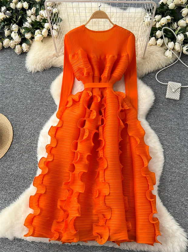 SINGREINY Luxury Ruffled Maxi Dress