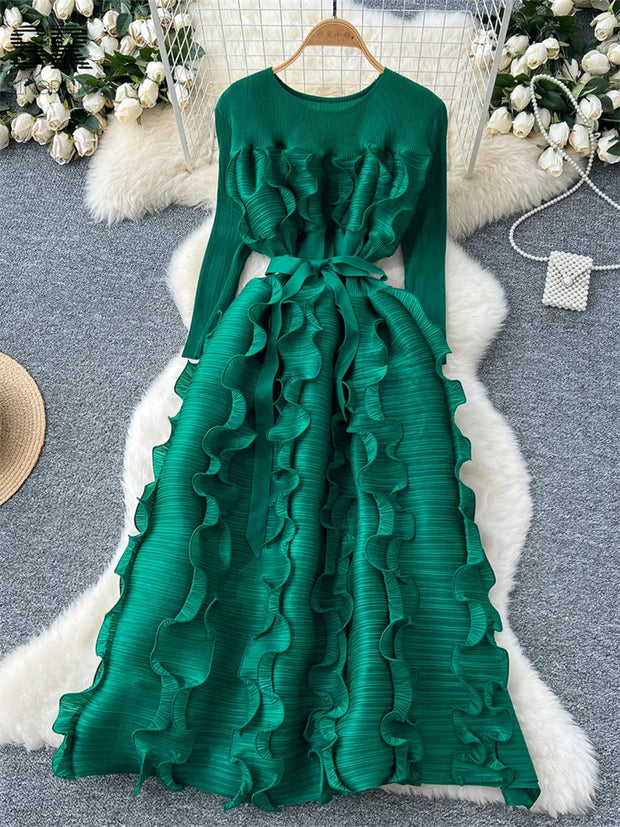 SINGREINY Luxury Ruffled Maxi Dress