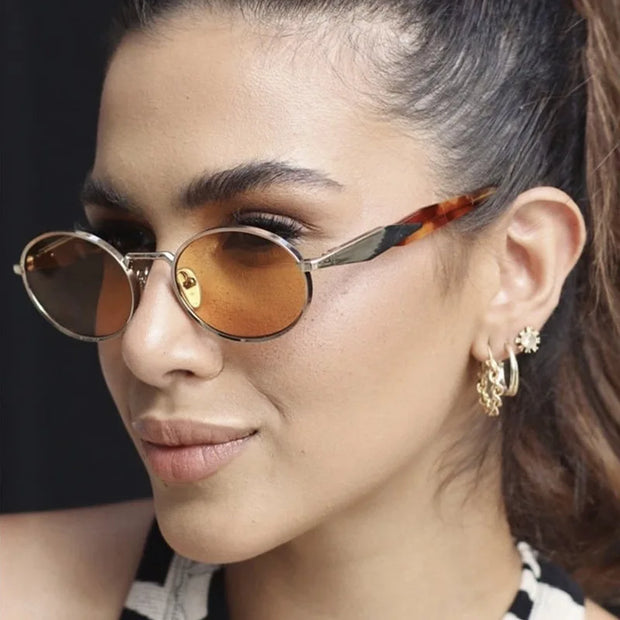 Retro Oval Metal Sunglasses