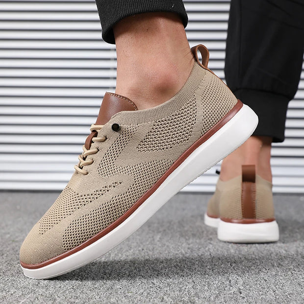 Men’s Breathable Knitted Walking Shoes – Lightweight Lace-Up Summer Sneakers for Daily Comfort