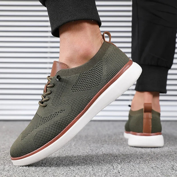 Men’s Breathable Knitted Walking Shoes – Lightweight Lace-Up Summer Sneakers for Daily Comfort