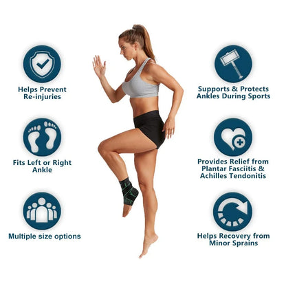 1PCS Ankle Brace Compression Sleeve with Adjustable Straps