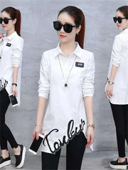 Elegant long sleeve blouse for ladies – embroidered design, plus size
