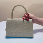 Sequins Glitter Evening Bags Bucket Design Handle Handbags Golden Color Cover Open Style Shoulder Clutch Bags