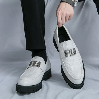 Men’s Business & Party Loafers – Slip-On Formal Shoes with Thick Sole and Metal Buckle