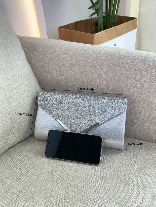 Glitter Bling,Shiny Elegant And Fashionable Envelope Clutch Bag, Party Wedding Handbag For Women Dinner Bag