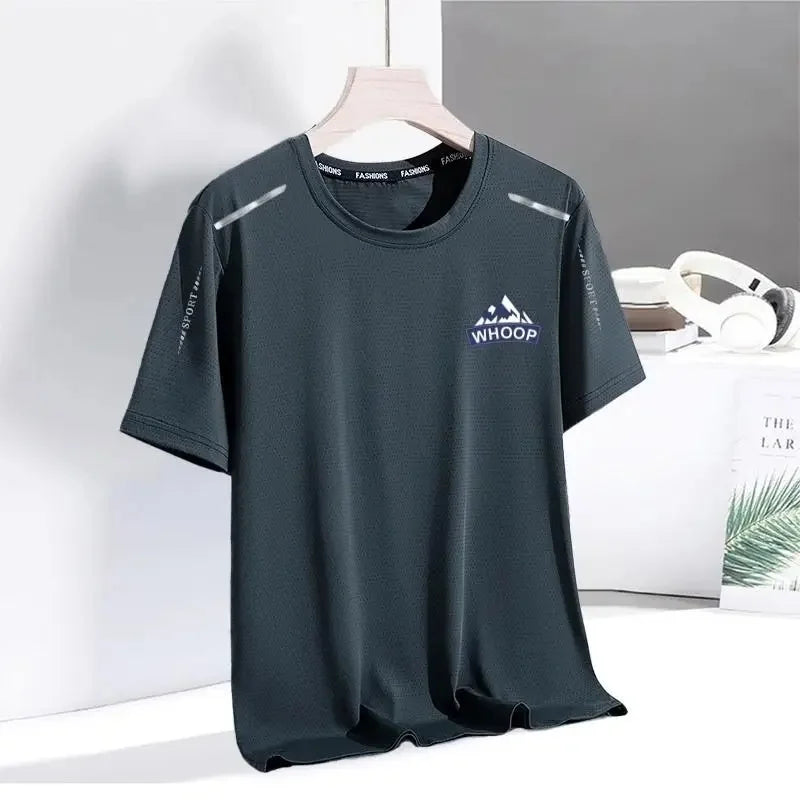 Summer Men's Ice Silk Short Sleeve T-Shirt