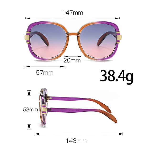 New In 2025 Sunglasses for Women Modern Fashion Purple Orange Gradient Decorative Glasses Transparent Plastic Frame Metal