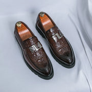 Men’s Business & Party Loafers – Slip-On Formal Shoes with Thick Sole and Metal Buckle