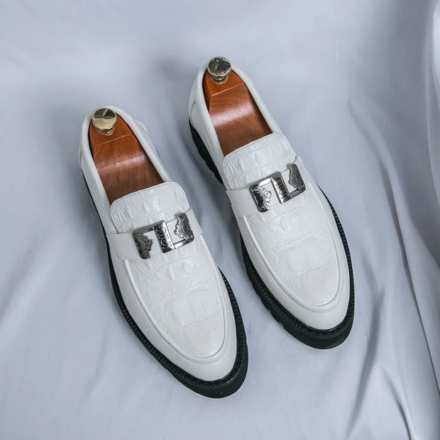 Men’s Business & Party Loafers – Slip-On Formal Shoes with Thick Sole and Metal Buckle