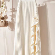 OCEANLOVE Irregular Ruffles Women Skirts Solid Pleated Autumn Winter A-line Jupe Femme Korean Fashion Elegant Retro Long Skirt