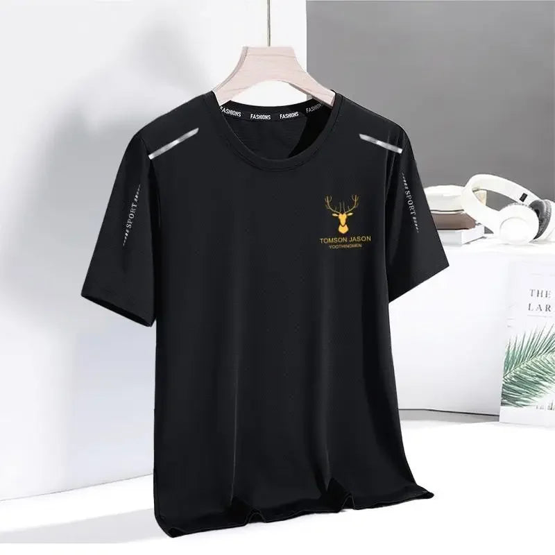 Summer Men's Ice Silk Short Sleeve T-Shirt