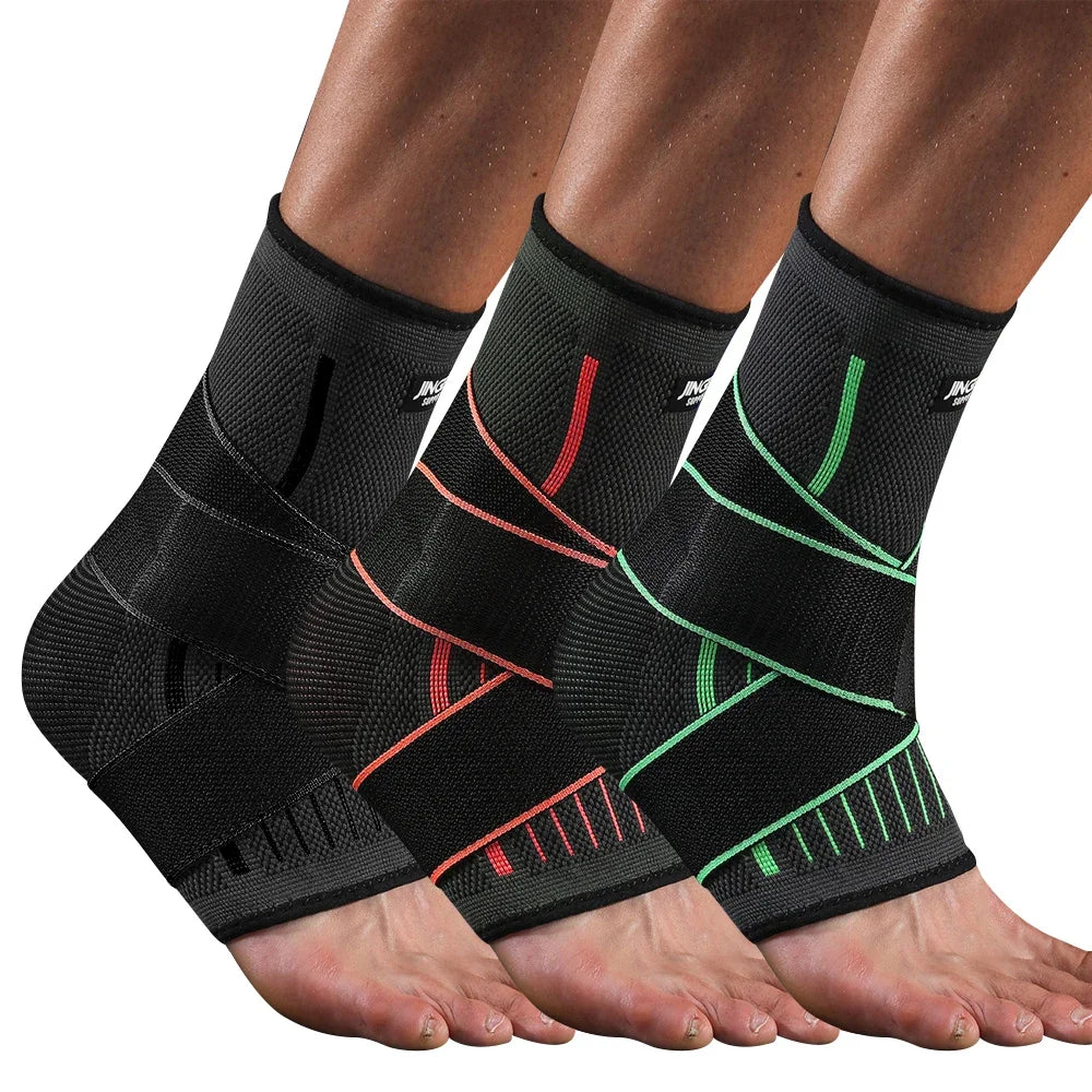 1PCS Ankle Brace Compression Sleeve with Adjustable Straps