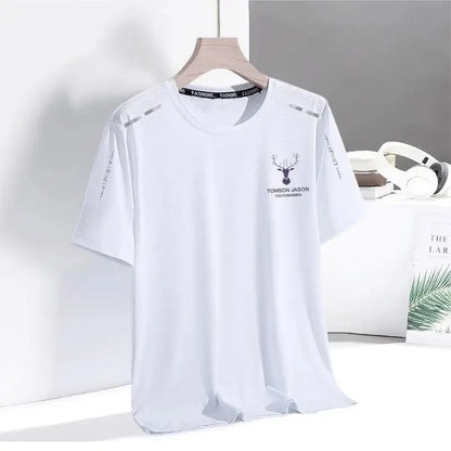 Summer Men's Ice Silk Short Sleeve T-Shirt