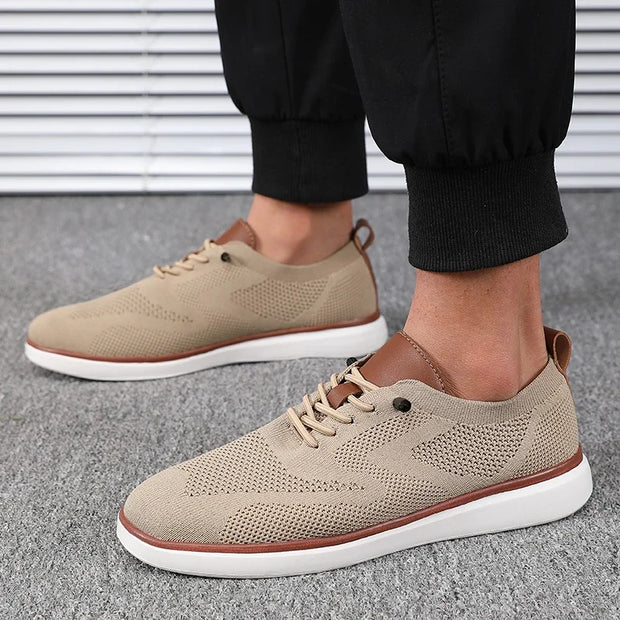 Men’s Breathable Knitted Walking Shoes – Lightweight Lace-Up Summer Sneakers for Daily Comfort