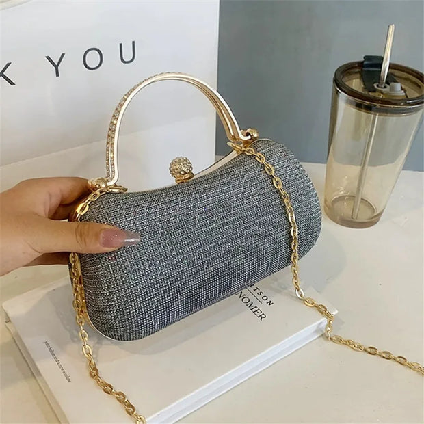 Luxury Glitter Mini Evening Bag – Women’s Rhinestone Chain Clutch for Party, Wedding & Prom