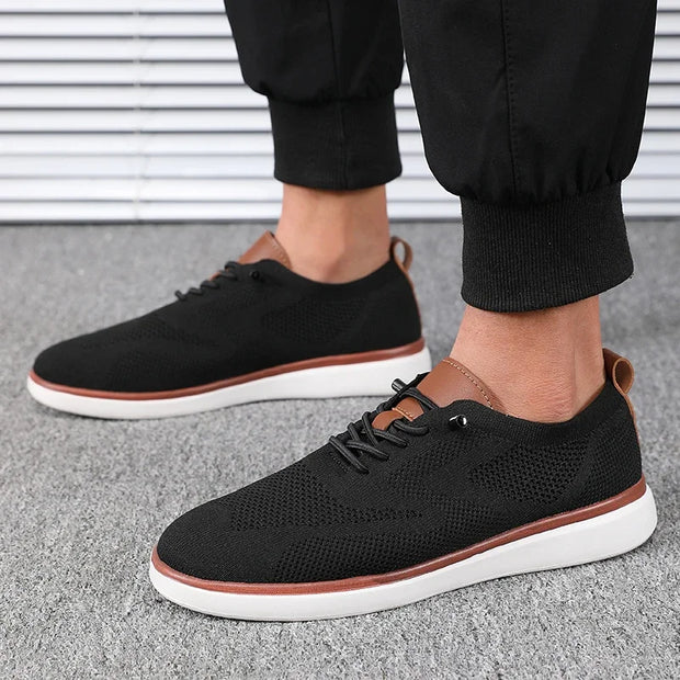 Men’s Breathable Knitted Walking Shoes – Lightweight Lace-Up Summer Sneakers for Daily Comfort