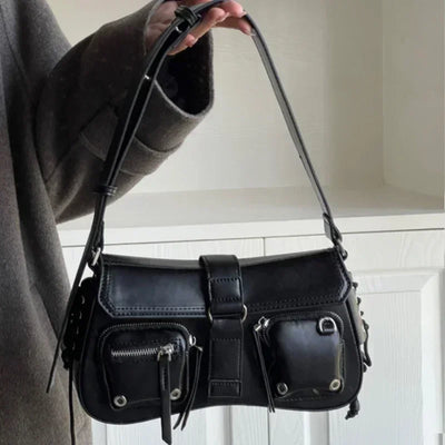 Y2K Gothic Shoulder Bag – Korean Harajuku Vintage PU Handbag for Women