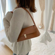 Women's Luxury Crossbody Shoulder Bag – Solid Color, Saddle Shape, PU Leather Purse