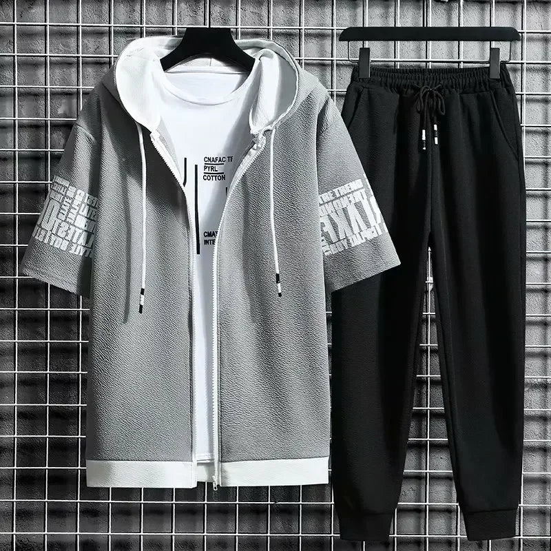 Men’s Summer Sports Set – 2-Piece Quick-Dry Hooded T-Shirt & Shorts | Casual Athletic Outfit for Running, Gym & Daily Wear