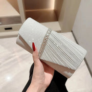 Wedding Party Handbag Ladies Glitter Silver Clutch Bag Envelope Evening Bag Fashion Elegant Long Purse Women Chain Shoulder Bags