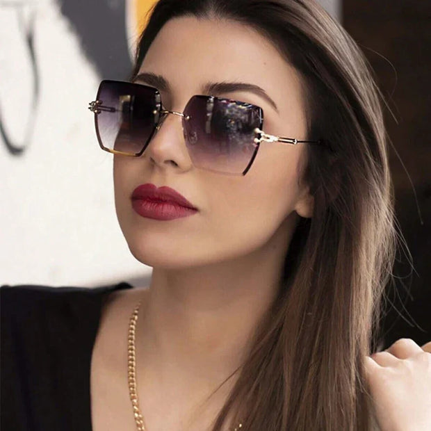 Fashion Oversized Rimless Sunglasses