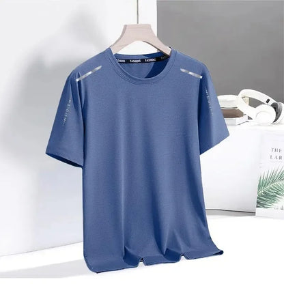 Summer Men's Ice Silk Short Sleeve T-Shirt