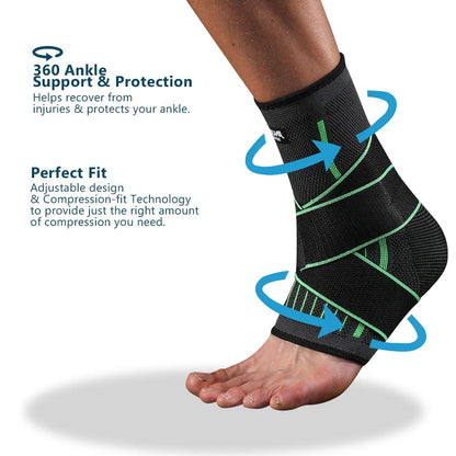 1PCS Ankle Brace Compression Sleeve with Adjustable Straps
