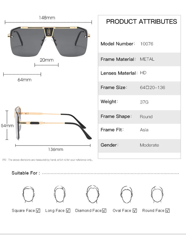 Oversized Rimless Sunglasses