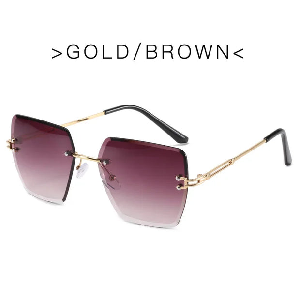 Fashion Oversized Rimless Sunglasses