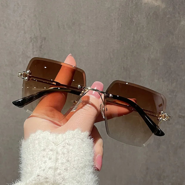 Fashion Oversized Rimless Sunglasses